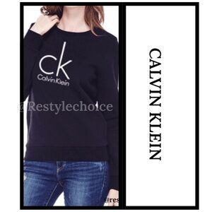 Calvin Klein Jeans Logo Ladies Crew Neck Sweatshirt SizeS navy blue FleeceS/P/CH